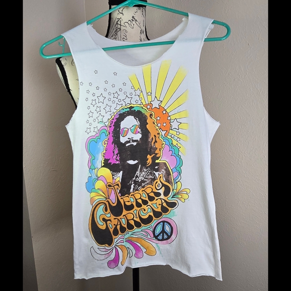 Jerry Garcia Psychedelic Sunburst Hand Cut Tank Top Juniors SMALL